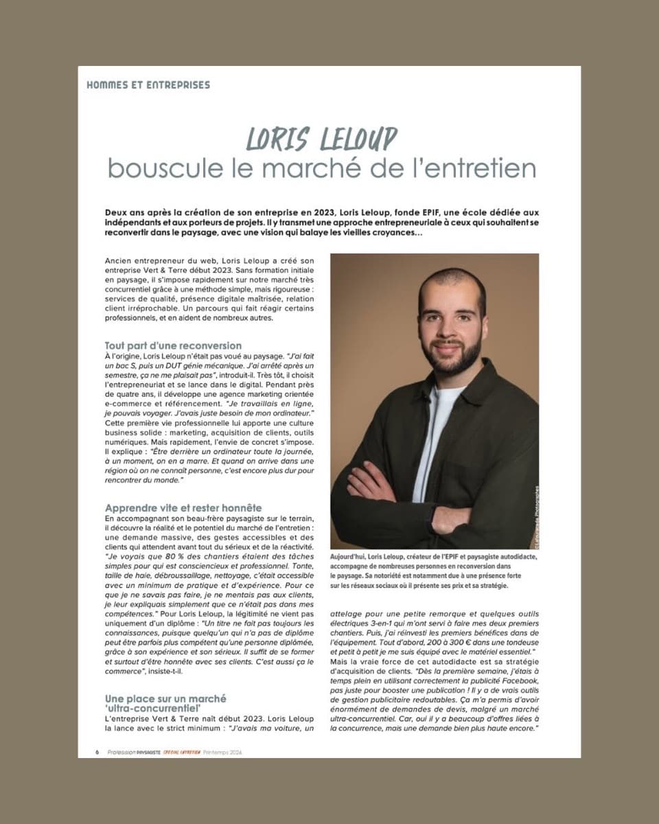 Article Profession Paysagiste — EPIF et Loris Leloup